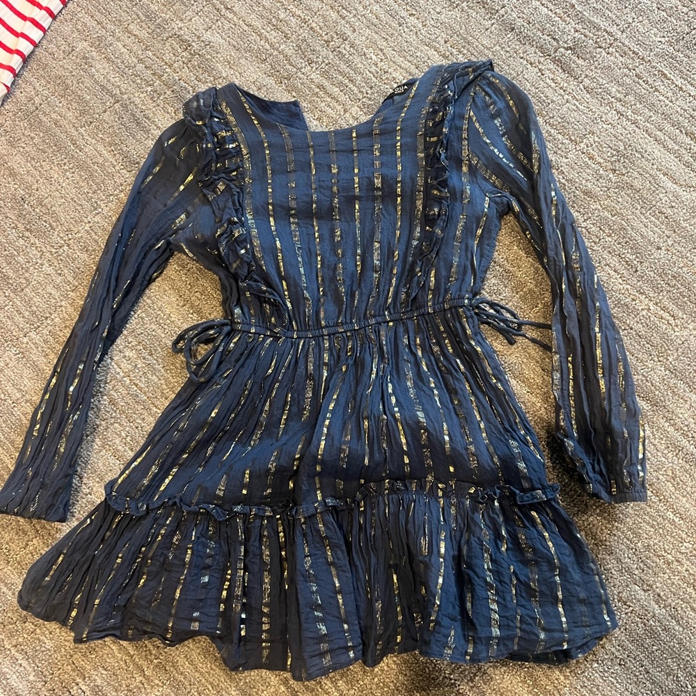 Aqua Navy and Gold Kids Formal Dress